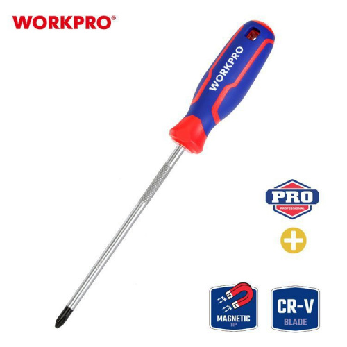 Отвёртка крестовая WorkPro PH2×150мм, WP221030